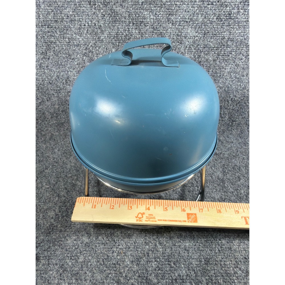 Vintage Blue Kettle Grill Condiment Set Salt Pepper Shakers Ketchup Mustard 8in - Picture 9 of 9